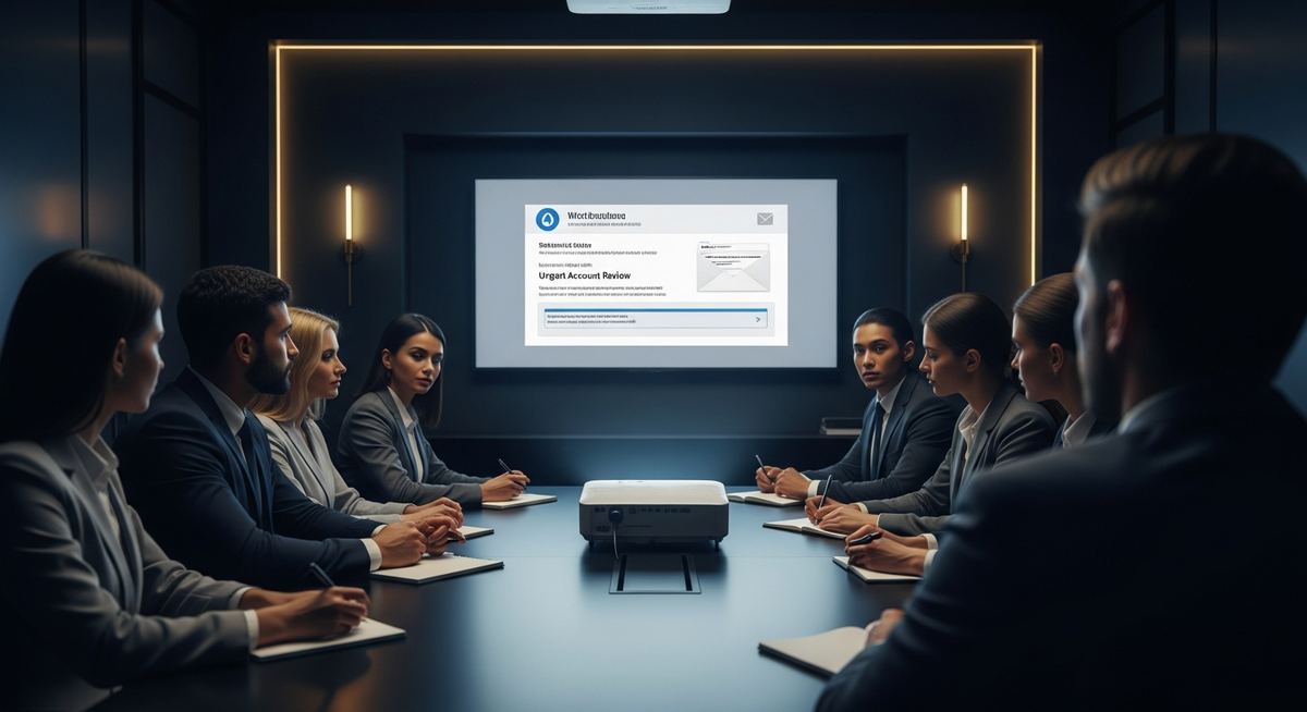Diverse business team participating in collaborative security awareness session with leadership engagement, peer learning, and recognition of good security practices