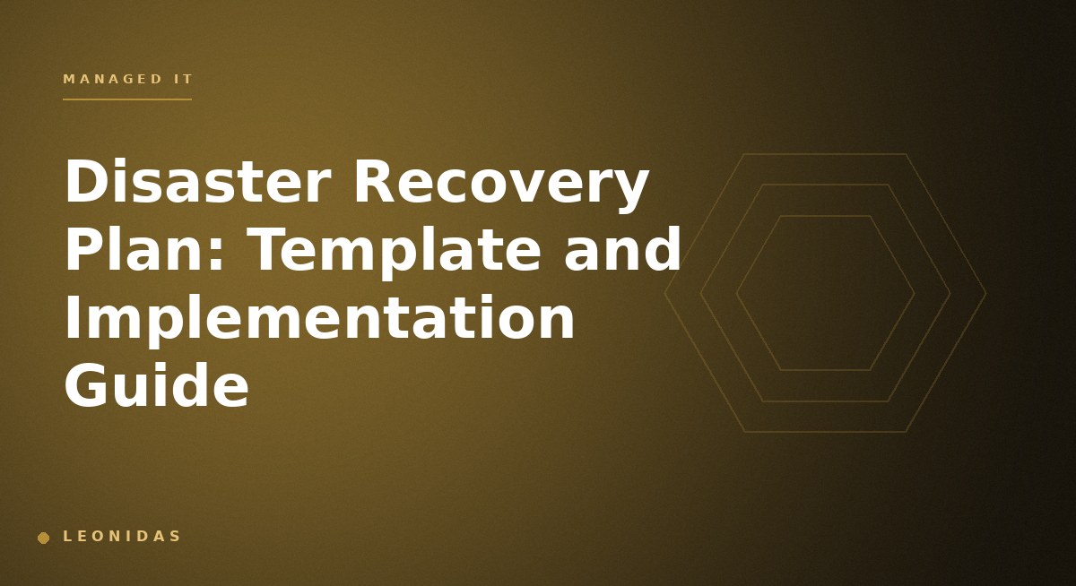 IT director walking through disaster recovery plan template with team showing scope, RTO/RPO, roles, recovery procedures, failover infrastructure, and testing schedule