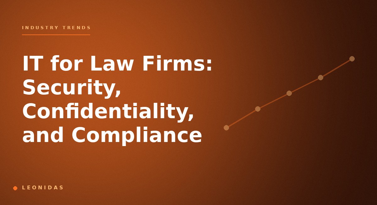 Law firm partner reviewing IT infrastructure including secure document management, court filing integration, client portal, and confidentiality controls with technology vendor