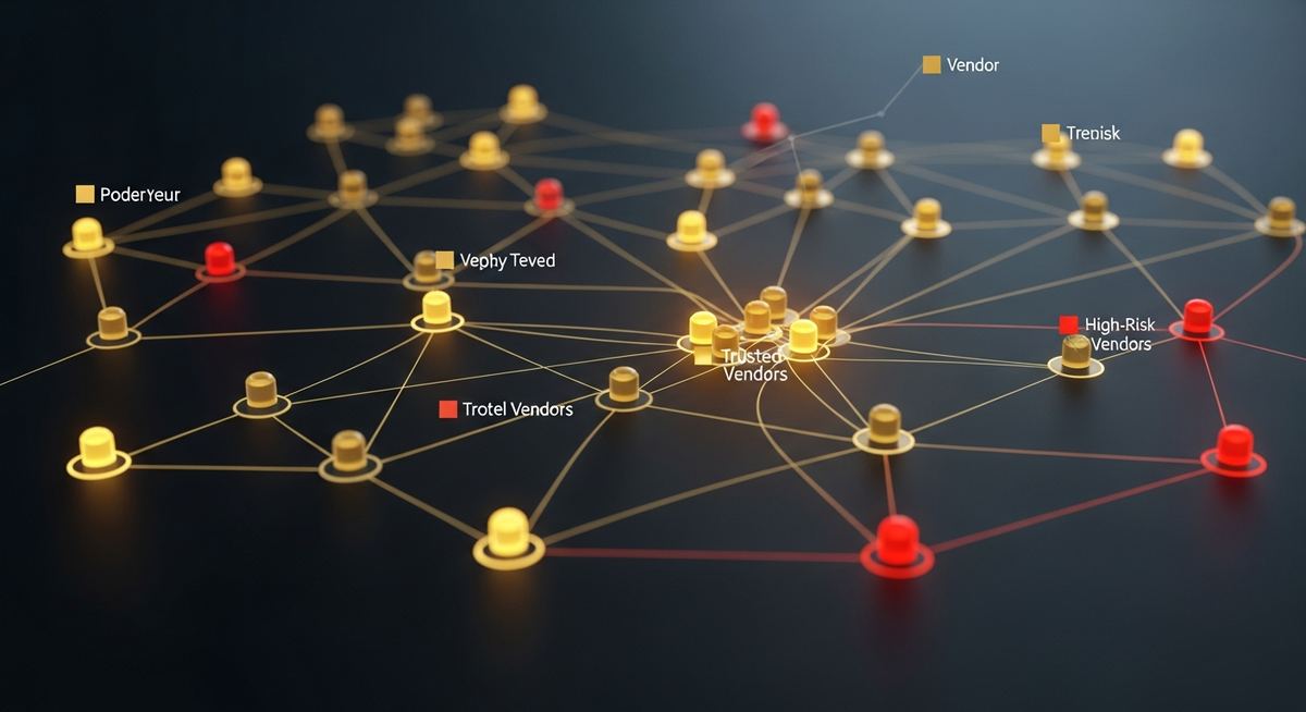Vendor risk management practice showing vendor inventory, risk classification tiers, security questionnaire review, contractual controls, and ongoing monitoring across third-party relationships